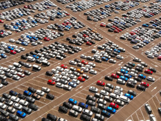Cars in a lot.